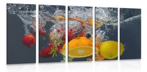 5-dílný obraz ovoce ve vodě - 100x50 cm