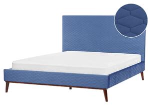 Postel Umělý samet BAYONNE 180 x 200 cm Modrá