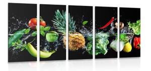 5-dílný obraz organické ovoce a zelenina - 200x100 cm