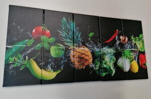 5-dílný obraz organické ovoce a zelenina - 100x50 cm