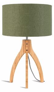 Stolní lampa se zeleným stínidlem a konstrukcí z bambusu Good&Mojo Annapurna