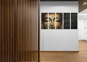 5-dílný obraz tvář Buddhu - 100x50 cm
