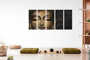 5-dílný obraz tvář Buddhu - 100x50 cm