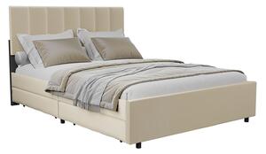 FurniGO Čalouněná postel Soria 140 x 200 - béžová