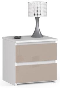Akord Noční stolek CL2 40 cm bílý/cappuccino lesk