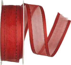 Stuha organzová CHAMPAGNER Classic Red červená 25mm x 2m (12,-Kč/m)