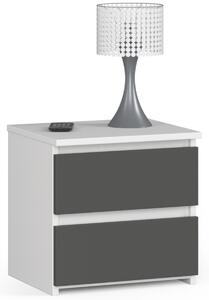 Avord Noční stolek CL2 40 cm bílý/grafitový šedý