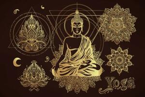 Obraz zlatý meditující Budha - 120x80 cm