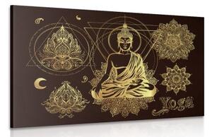 Obraz zlatý meditující Budha - 60x40 cm