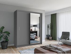 Šatní skříň MIAMI se zrcadlem | 180 cm | šedá | 4 varianty vnitřního uspořádání | POUZE U NÁS