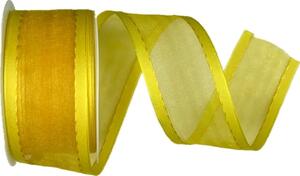 Stuha organzová CHAMPAGNER YELLOW prošívaná žlutá 40mm x 3m (10,-Kč/m)