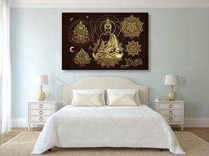 Obraz zlatý meditující Budha - 120x80 cm