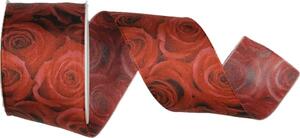 Stuha taftová RED ROSES červené růže 40mm x 2m (14,-Kč/m)