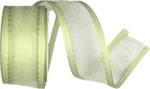 Stuha organzová CHAMPAGNER LIMONE prošívaná zelená 40mm x 3m (10,-Kč/m)