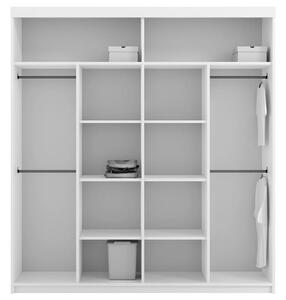 Šatní skříň MIAMI se zrcadlem | 203 cm | bílá | 5 variant vnitřního uspořádání | POUZE U NÁS