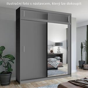 Šatní skříň MIAMI se zrcadlem | 203 cm | šedá | 5 variant vnitřního uspořádání | POUZE U NÁS