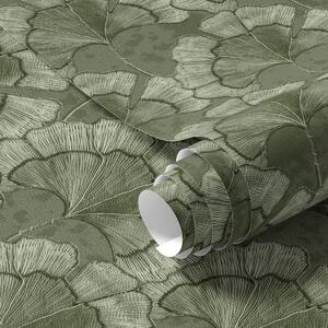 Tapety Grafický vzor s ginkgem v chladné zelené paletě, Tapety příroda, Tapety listy, a00709 : uwalls.cz