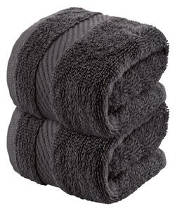 LIVARNO home Froté ručník pro hosty, 30 x 50 cm, 2 kusy (tmavě šedá) (100343811004)