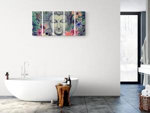 5-dílný obraz Buddha na exotickém pozadí - 100x50 cm