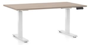 Výškově nastavitelný stůl OfficeTech C, 140 x 80 cm - bílá podnož Barva: Dub