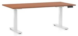 Výškově nastavitelný stůl OfficeTech C, 160 x 80 cm - bílá podnož Barva: Třešeň