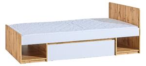 Postel - ARCA AR9 s úložným prostorem, 90x195 cm, dub votan/matná bílá