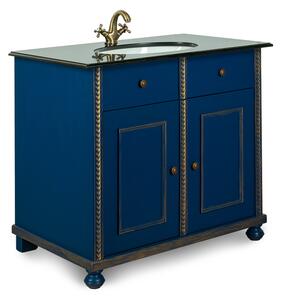 Modrá koupelnová skříňka s granitovou deskou IDART 0051 G