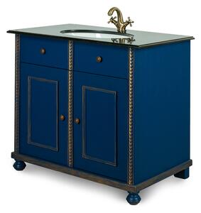 Modrá koupelnová skříňka s granitovou deskou IDART 0051 G