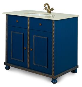 Modrá koupelnová skříňka s deskou z mramoru IDART 0050 M