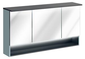 Comad Závěsná koupelnová skříňka se zrcadlem Bahama 843 3D světle modrá/antracit