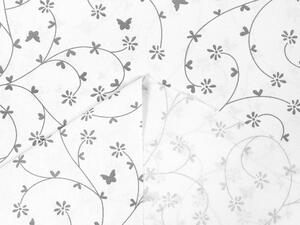 Biante Dětský bavlněný závěs Sandra SA-049 Drobné šedé květiny a motýlci na bílém 140x140 cm