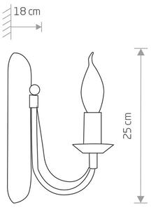 Nástěnné svítidlo Ares v designu lustru, s jedním plamenem