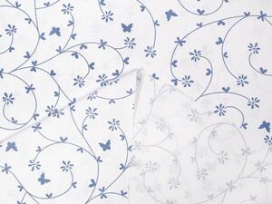 Biante Dětský bavlněný závěs Sandra SA-051 Drobné modré květiny a motýlci na bílém 135x140 cm