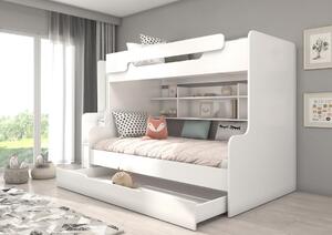 Multifunkční patrová postel Harell : Bílá Bílá 90x200 cm