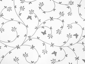 Bavlněná látka/plátno Sandra SA-049 Drobné šedé květiny a motýlci na bílém - šířka 145 cm