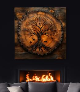 Obraz na plátně - Strom života Ygess, dřevo styl FeelHappy.cz Velikost obrazu: 60 x 60 cm