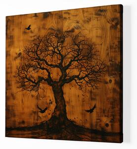 Obraz na plátně - Strom života Birdy, dřevo styl FeelHappy.cz Velikost obrazu: 60 x 60 cm