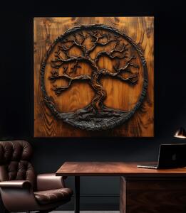 Obraz na plátně - Strom života Sedull, dřevo styl FeelHappy.cz Velikost obrazu: 60 x 60 cm