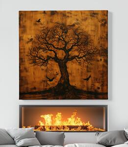 Obraz na plátně - Strom života Birdy, dřevo styl FeelHappy.cz Velikost obrazu: 40 x 40 cm