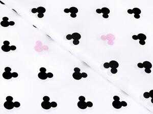 Dětská bavlněná látka/plátno Sandra SA-080 Černé a růžové myšky Mickey - šířka 160 cm