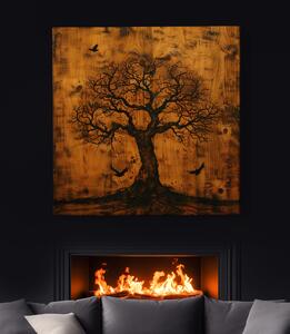 Obraz na plátně - Strom života Birdy, dřevo styl FeelHappy.cz Velikost obrazu: 40 x 40 cm