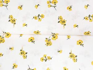 Biante Dětské bavlněné povlečení do postýlky Sandra SA-084 Žluté květiny na bílém Do postýlky 90x130 a 40x60 cm