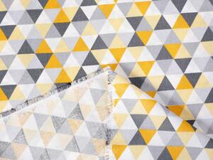 Bavlněná látka/plátno Sandra SA-108 Žluto-šedé trojúhelníčky - šířka 160 cm