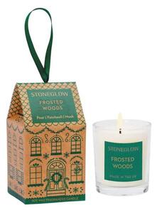 Vonná svíčka Frosted Woods v dárkovém papírovém domečku - Stoneglow Candles