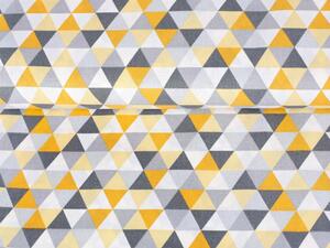 Bavlněná látka/plátno Sandra SA-108 Žluto-šedé trojúhelníčky - šířka 160 cm