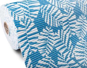 Koupelnová pěnová rohož / předložka PRO-042 Modro-bílé listy - metráž šířka 65 cm