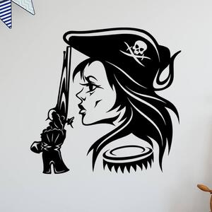 Živá Zeď Samolepka Hlava Pirátky Barva: černá