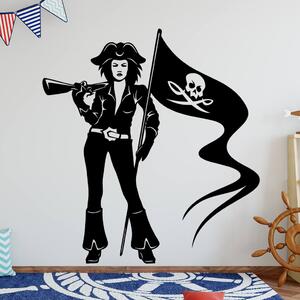 Živá Zeď Samolepka Pirátka s vlajkou Barva: černá
