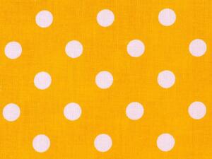 Bavlněná látka/plátno Sandra SA-112 Bílé puntíky na žlutooranžovém - šířka 160 cm
