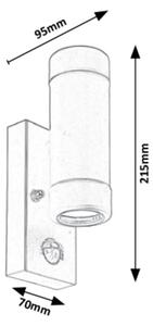 Rabalux 8835 - Venkovní nástěnné svítidlo se senzorem MEDINA 2xGU10/10W/230V